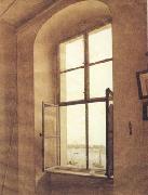 Caspar David Friedrich View of the Artist's Studio Left Window (mk10) painting